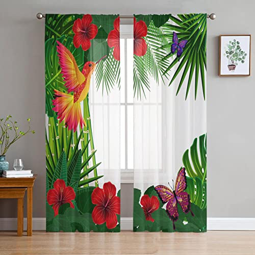 MTBDyyds Verdunkelungsvorhänge 3D Drucken 270X245Cm Grün Pflanzen Blumen Schmetterlinge Verdunklungsvorhänge Kinderzimmer 2 Stück Vorhang Blickdicht Ösenschal Kindergardinen Junge Verdunklungsgardine