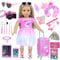 DOTVOSY 29 Pcs American 18 Inch Doll Clothes and Accessories Travel Suitcase Set Designed for 18 Dolls Including Pillow, Sunglasses, Camera, Passport, Phone, Laptop etc