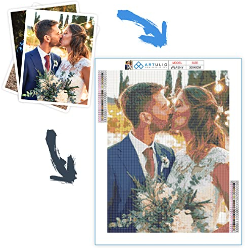 ARTULIO Diamond Painting Set 30x40cm Personalisieren Sie Ihr Foto - 5D Daiments Painting Zubehör - Crystal Art Wand Deko - Ihr eigenes Foto fertigen personalisiert an