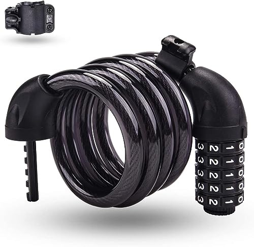 Ezweiji Fahrradschloss mit Zahlencode, 120cm /12mm Fahradschloß Kabelschloss Sicherheitsstufe Sehr Hoch Mit 5-Stellig Code Kombination, Anti-Diebstahl Zahlenschloss Fahrrad Schloss Cable