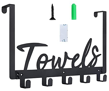 1Stück Türgarderobe Türhaken Kleiderhaken Tür Türhakenleiste mit 5 Haken - Haken Tür Edelstahl für Hängen Mäntel, Hüte, Jacken, Handtuch, Bademantel (Schwarz)