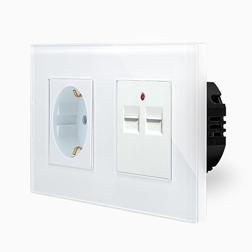 Luxus-Time LXBG2-11-71-2USB-11 - Enchufe Pared Inteligente Empotrable con 2 Enchufes USB para Cargar Smartphones, Tabletas, PC, etc. en Blanco