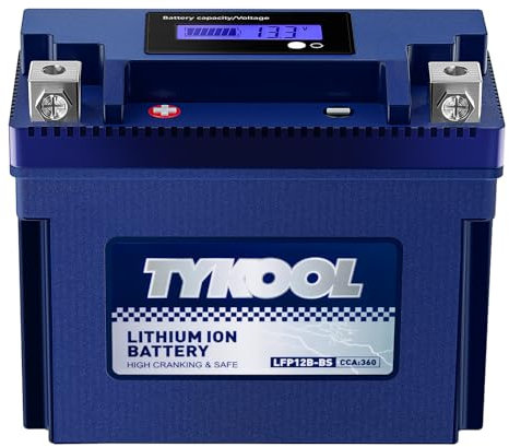 TYKOOL YT12B-BS, 3X Cranking Amps,Lithium LiFePO4 Motorcycle Battery, 12V 6Ah, 360CCA,Powersports Battery, Compatible for Ducati,Kawasaki 1000cc,Triumph 865cc,Yamaha 600cc,1000cc,Piaggio Vespa Scooter