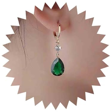 Aneneiceera Vintage Smaragd Ohrringe Gold - Grün Kristall Tropfen Ohrringe Retro Strass Schmuck Für Frauen Und Mädchen