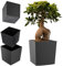 KADAX Jardinière Carrée, Grand Pot de Fleurs en Plastique pour Intérieur et Extérieur, Idéal pour la Décoration de Jardin, Terrasse et Balcon (30.5 cm, Rotin Gris)
