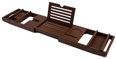 asdchZen Tablett, Erweiterbares Badewannen-Caddy-Tablett, Holz-Dusch-Badewannen-Tablett, Badewannen-Tablett, Tischzubehör, Bad-Geschenkidee Für Frauen (Braun)