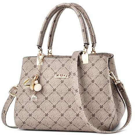 DORRISO Damen Handtasche Taschen Damen - Elegant Exquisites Anhänger Mehreren Fächern Wasserdicht PU Leder für Reisen Party Büro Urlaub Einkaufen Alt-Weiß