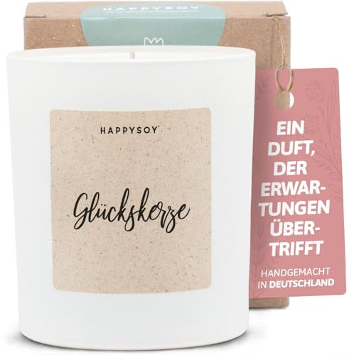 Dankeschön Geschenke - Duftkerze mit Spruch - Glückskerze, Danke Geschenk, Geschenkidee, Glückslicht Glück- Handgemachte Kerze - Sojawachs - Weiß