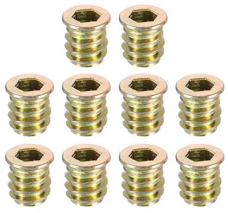 sourcing map Wood Furniture M6x13mm Threaded Insert Nuts Interface Hex Socket Drive 40pcs