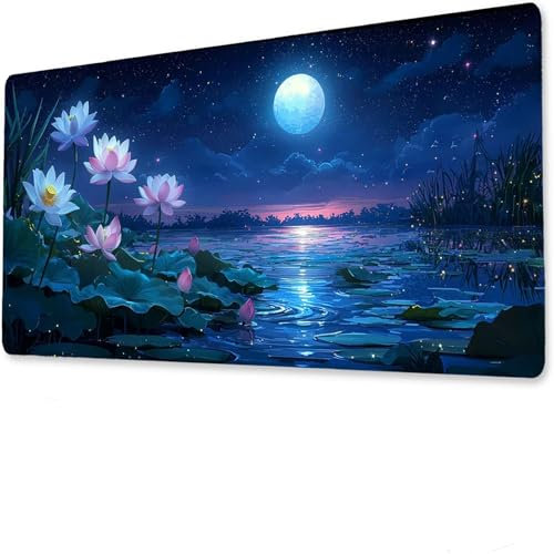 moon large mouse mat gaming, 1600x800x4mm mouse pad extended, Mousepad Large mouse pad gaming, Office desk mat, with slip base desk pad edge, Mousepad gaming waterproof flower G-6