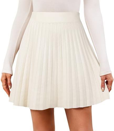 Genfien Gonne da Donna Corta Vita Elastica Alta | A-Linea,Elegante,Mini,Maglia,Tinta Unita,Autunno,Inverno