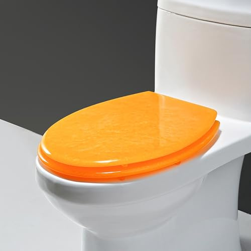 Länglicher WC-Sitzbezug aus Mikrofaser, WC Deckel mit Absenkautomatik, Einfache Montage, Hohe Belastbarkeit Bis 150 kg, 36 x 42 cm(Orange)