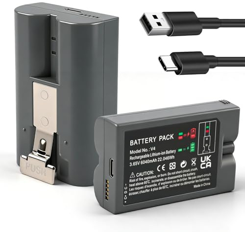 Oyomba 2 Cell Battery Pack for Ring V4 Doorbell with Type-C Charging Port (3.65V 6040mAh) Compatible with Video Doorbells 2/3/3+/4, Spotlight Cameras and Vertical Cameras (Second/Third Generation)