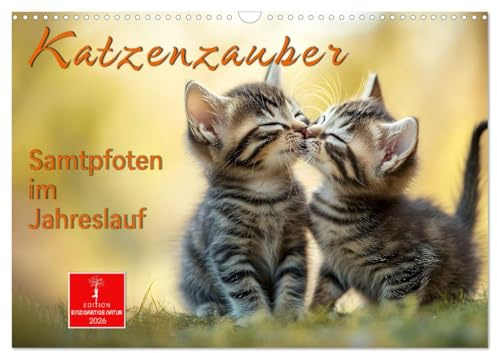 Katzenzauber - Samtpfoten im Jahreslauf (Wandkalender 2026 DIN A3 quer), CALVENDO Monatskalender: Entzückende Kätzchen verzaubern Sie (CALVENDO Tiere)