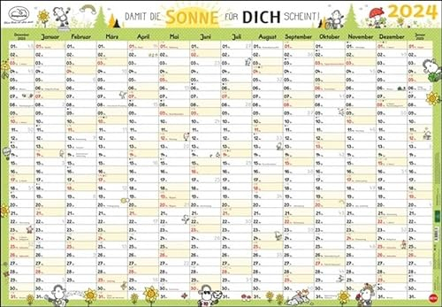 sheepworld Posterplaner 2024. Liebevoll illustrierter Wand-Kalender mit niedlichen Schaf-Cartoons. Praktischer Jahresplaner 2024 zum Eintragen.