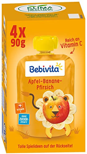 Bebivita Kinder-Spaß Apfel-Banane-Pfirsich, 1er Pack (1 x 4 x 90 g)