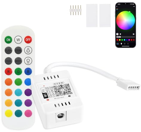 SUBOSI Wifi RGBWW/RGBCW Led Streifen Kontroller mit Alexa,Wifi/App gesteuert,Fernbedienung Steuerung Controller Arbeiten,16 Millionen Farben,20 Dynamische Modi,Sound Aktiviert, Statische Farbwechsel