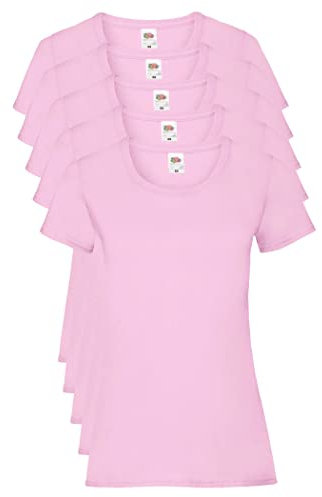 Fruit of the Loom Valueweight 5 Pack, T-Shirt Donna, Rosa (Light Pink 52), S