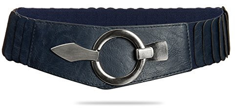 Caspar GU300 Damen elastischer breiter Stretch Taillengürtel, Farbe:dunkelblau, Gürtelgröße:78 [für Körperumfang 75-90 cm]