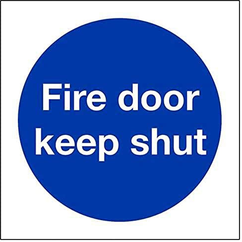 V Safety Fire Door Keep Shut Mandatory Sign - Square - 100mm x 100mm - 2mm Rigid Plastic