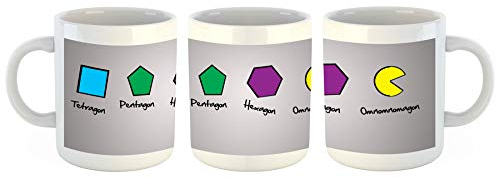 Unified Distribution Lustige Pac Man Grafik - Tasse mit Motiv Bedruckt, 300ml C-Henkel. Tolles Geschenk für Büro, Küche, Geburtstag, Ihre Neue Lieblingstasse zum Frühstück