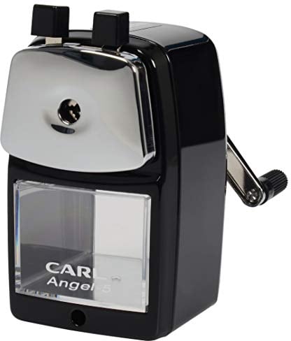 Carl Angel-5 Manueller Bleistiftspitzer mit Metall-Tischhalterung Leise für Klassenzimmer, Zuhause und Büro, Schwarz (CUI19018)