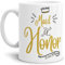 Blumen-Tasse für die Maid of Honor - personalisierbares Datum/Geschenk-Idee/Individuell/Selbst gestalten/Freundin/Schwester/Weiss