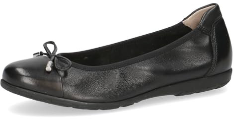 CAPRICE Damen Ballerinas aus Leder mit Schleife, Schwarz (Black Softnap.), 37 EU