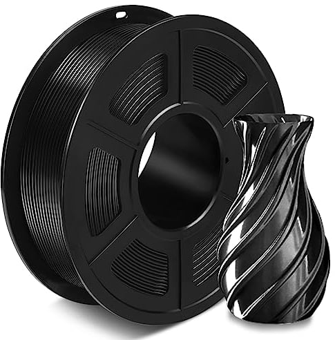 SUNLU Silk PLA+ Filament 1.75mm, Glänzendes 3D Drucker Filament, PLA Plus Filament mit Seidige Druckoberfläche, Maßgenauigkeit +/-0.02 mm, 1KG Seide Schwarz