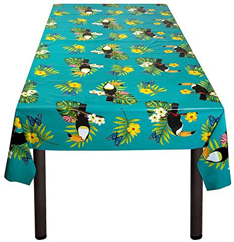 Boland 52584 - Tischdecke Tukan, Größe 130 x 180 cm, aus Kunststoff, abwischbar, Tischtuch, Dekoration, Garten-Party, Sommer, Geburtstag
