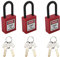 MroMax Lot de 3 cadenas de sécurité isolés en nylon avec clés différentes - Rouge