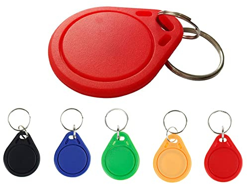 JASAG Colorful 100pcs 13.56MHz RFID Keychains Card Mi-Fare 1·K IC Key Fobs Proximity Key Tags for Smart Door Lock Access Control System, Read only, Not Writable