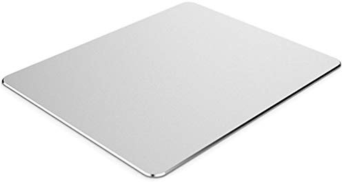 ANGUYA Metal Aluminum Mouse Pad, Premium Ultra Thin Smooth Hard Mouse Mat Anti-Slip Double Side Mouse Mat Waterproof Fast & Accurate Control for Gaming and Office (Rectangle-Silver, 30cmx24cm)