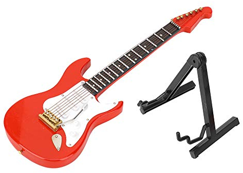 Miniatur Rot E Gitarre Modell Gitarre Handwerk Musikinstrument Handwerk Handwerk Ornament für Home Office Dekoration