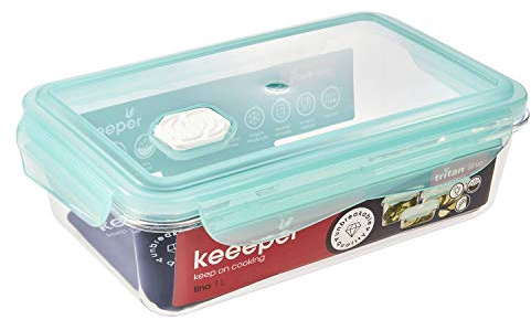 keeeper Frischhaltedose mit Klickverschluss, 22,5 x 13,5 x 6,5 cm, 1 l, Tina Tritan, Aquamarine