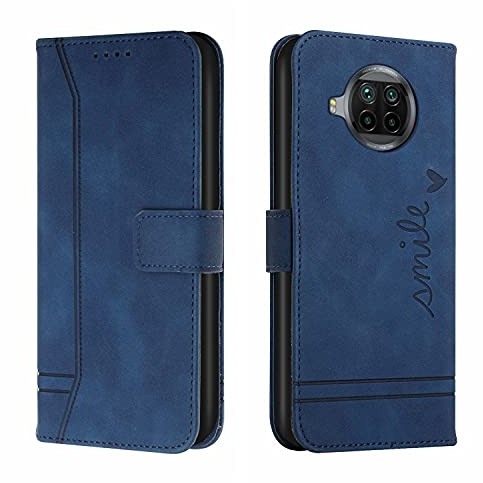 QIWEIQING Kompatibel mit Xiaomi Mi 10T Lite Hülle Leder, Klapphülle HandyHüllen Handytasche Case für Xiaomi Mi 10T Lite, Flip Schutzhülle Flip Case für Xiaomi Mi 10T Lite Blue HX