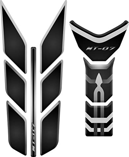 Protector de depósito adhesivo de resina efecto 3D compatible con Yamaha MT-07 2018-2020 (gris)