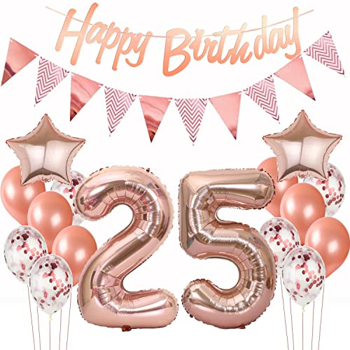 deko 25. geburtstag frauen deko rosegold ballon 25. geburtstag frauen deko luftballon 25. geburtstag deko rosegold 25 Geburtstag girlande banner geburtstagsdeko 25 jahre frauen dekoration