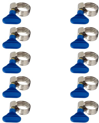 AZISHA Schlauchschellen 10-16mm - 10 Stücke Schlauchschellen Edelstahl - Einstellbare Schlauchschellen Mit Flügelmutter - Mehrzweck Schlauchschellen Pool, Garten, Gas,Waschmaschine, Und Kfz Schlauch