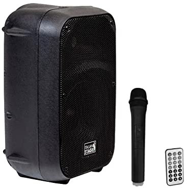 Italian Stage IS FRX08AW - Diffusore Cassa Attiva a batteria, da 60w di picco e cono da 8 con mp3 player, sd card, usb e bluetooth, Nero