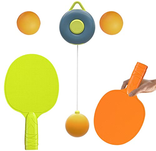 Eastuy Tischtennis-Trainer-Set | Selbsttraining Tischtennisbälle Paddel Set,Tragbares Tischtennis-Trainingsset für Indoor-Outdoor-Spiele für Kinder und Erwachsene