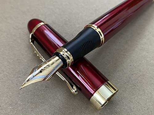 Rhapsody Jinhao x450 Fountain Pen 0.5mm Medium-Fine Nib Ink Pens (Maroon-Metallic)