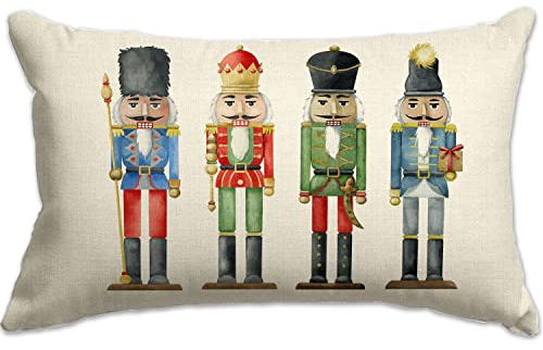 Weihnachtskissenbezüge, 30,5 x 50,8 cm, Nussknacker, Frohe Weihnachten, Party, Dekorationen, Kissenbezüge, Urlaub, Party, Kissen, dekorativ für Sofa, Winter, Heimdekoration