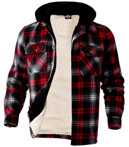 Yasumond Kapuzenpullover für Herren, Reißverschluss, Fleece, schwer, Sherpa-gefüttert, mit Kapuze, warme Wintermäntel, groß