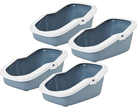 4er Sparpack Katzentoilette Katzenklo mit Rand ASEO blau-Weiss