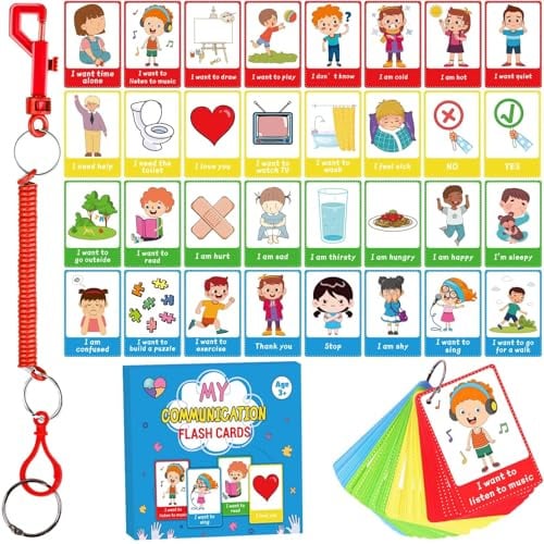 40 tarjetas de comunicación para autismo para retraso del habla, niños y adultos, necesidades especiales, ayuda visual, aprendizaje de idiomas, tarjetas especiales de Ed sentimientos, emociones,