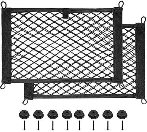 kingsea Lot de 2 grandes poches en filet pour ranger des filets élastiques 25 x 60 cm avec 8 vis de fixation pour camions, camping-cars, bateaux