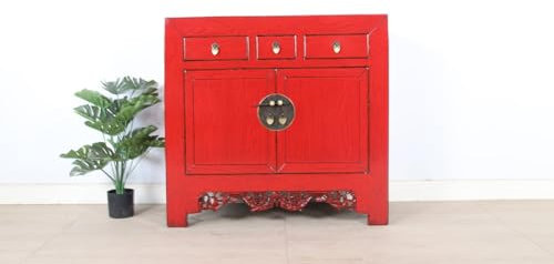 Yajutang Commode chinoise antique rouge