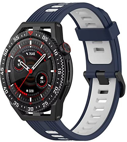 FTRONGRT 22mm Uhrenarmband Kompatibel mit Fossil Gen 5 Julianna, Weiches Silikonarmband, Ersatzarmband für Fossil Gen 5 Julianna- Mitternachtsblau Weiß