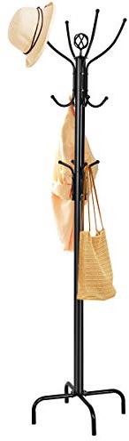 GOPLUS Porte-Manteaux sur Pied, Portant à Vêtements en Métal avec 12 Crochets pour Vêtements, Porte-Manteau en Forme d’Arbre, Peu Encombrant, pour Bureau, Chambre à Coucher, Entrée, Noir
